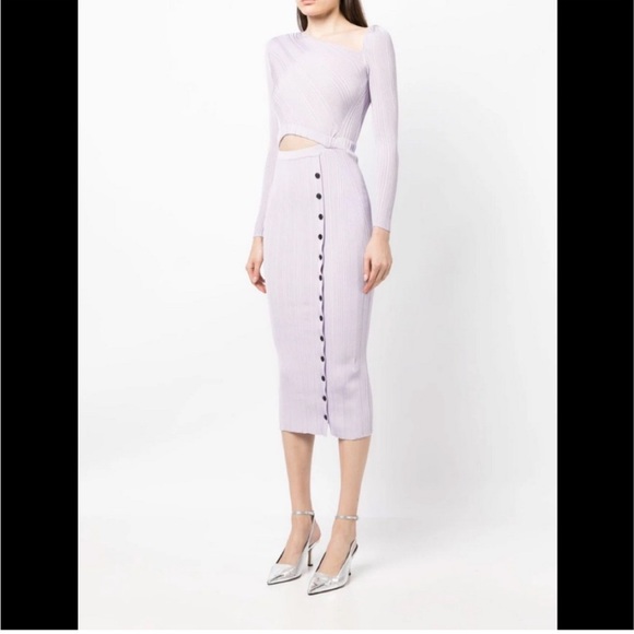 SELF-PORTRAIT Cut-Out Rib Knit Midi Dress - Picture 2 of 7